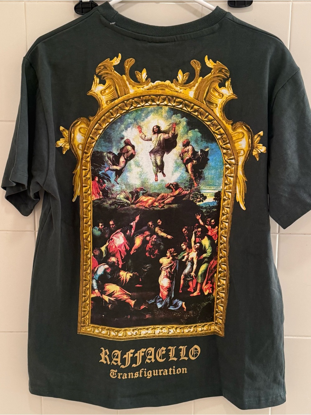 Rebel Vengeance Raffaello Transfiguration Tee Mens s Green Art Graphic T-Shirt